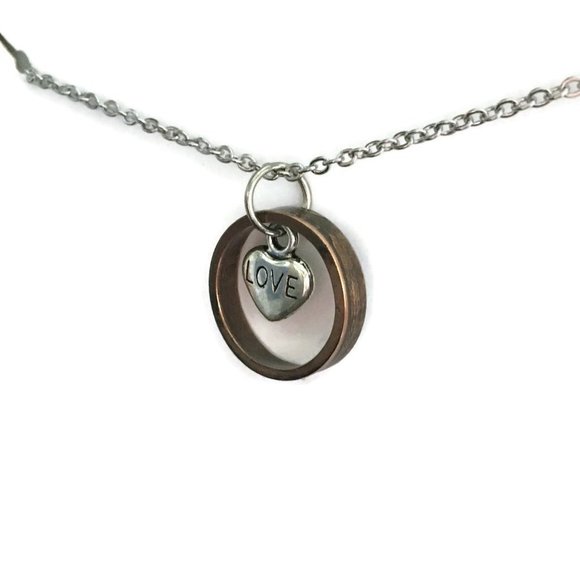 US Copper Wheat Penny Coin Ring Heart Necklace Stainless Steel Handmade OOAK - Picture 2 of 13